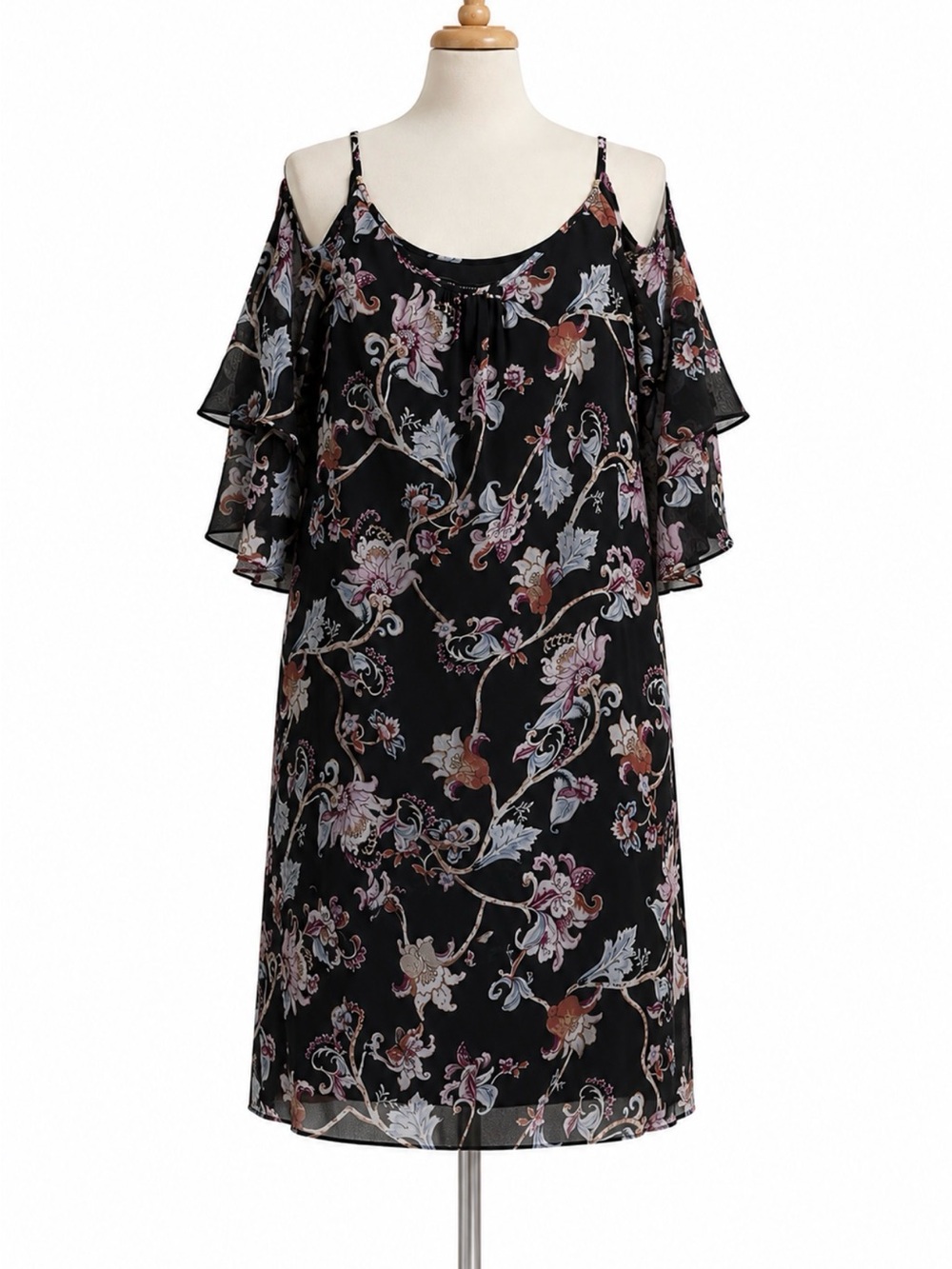 White House Black Market Black - Floral Open Shoulder Dress - New With Tags